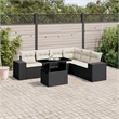 Afuera Living Contemporary 7 Piece Poly Rattan Large Sofa Set in Black