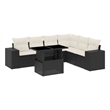 Afuera Living Contemporary 7 Piece Poly Rattan Large Sofa Set in Black