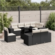 Afuera Living Contemporary 9 Piece Poly Rattan Sofa Set in Black
