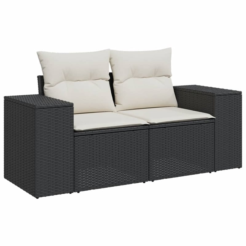 Afuera Living Contemporary 9 Piece Poly Rattan Sofa Set in Black