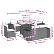 Afuera Living Contemporary 9 Piece Poly Rattan Sofa Set in Black