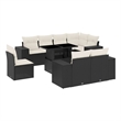 Afuera Living Contemporary 9 Piece Poly Rattan Sofa Set in Black