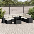 Afuera Living Contemporary 9 Piece Poly Rattan Sofa Set in Black/Cream