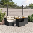 Afuera Living Contemporary 7 Piece Poly Rattan Sofa Set in Black/Cream
