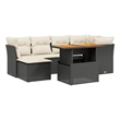 Afuera Living Contemporary 7 Piece Poly Rattan Sofa Set in Black/Cream