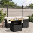 Afuera Living Contemporary 5 Piece Poly Rattan Sofa Set in Black/Cream