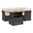 Afuera Living Contemporary 5 Piece Poly Rattan Sofa Set in Black/Cream