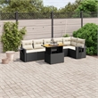 Afuera Living Contemporary 7 Piece Poly Rattan Sofa Set in Black/Cream