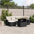 Afuera Living Contemporary Synthetic Poly Rattan 7 Piece Sofa Set in Black/Cream