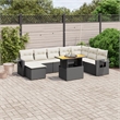 Afuera Living Contemporary Synthetic Poly Rattan 9 Piece Sofa Set in Black/Cream