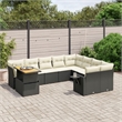 Afuera Living 10 Piece Poly Rattan Large Sofa Set in Black/Cream