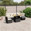 Afuera Living Contemporary 7 Piece Poly Rattan Sofa Set in Black/Cream