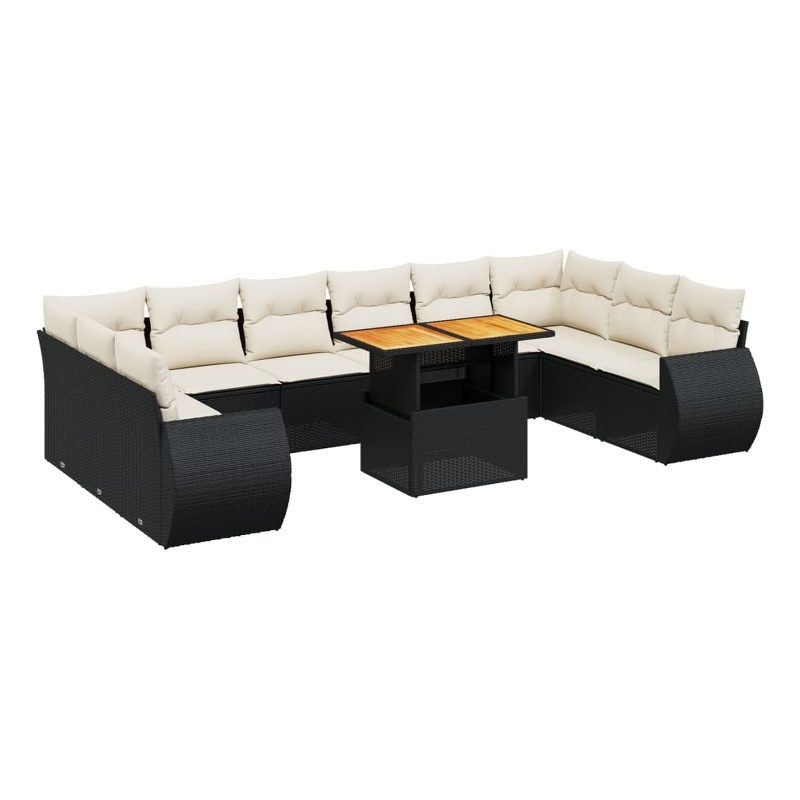 Afuera Living Contemporary 11 Piece Poly Rattan Sofa Set in Black
