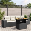 Afuera Living Contemporary 5 Piece Poly Rattan Sofa Set in Black/Cream