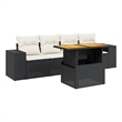 Afuera Living Contemporary 5 Piece Poly Rattan Sofa Set in Black/Cream