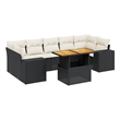 Afuera Living Contemporary 8 Piece Poly Rattan Sofa Set in Black/Cream