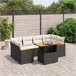 Afuera Living Contemporary 7 Piece Poly Rattan Sofa Set in Black/Cream