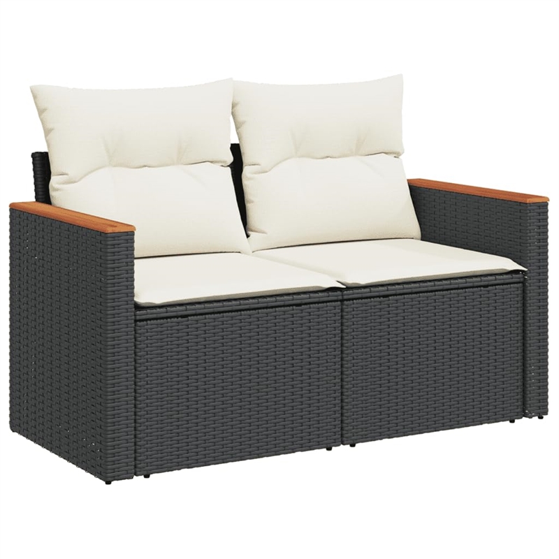 Afuera Living Contemporary 7 Piece Poly Rattan Sofa Set in Black/Cream