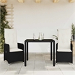 Afuera Living Contemporary 3 Piece Poly Rattan Bistro Set in Black/Cream