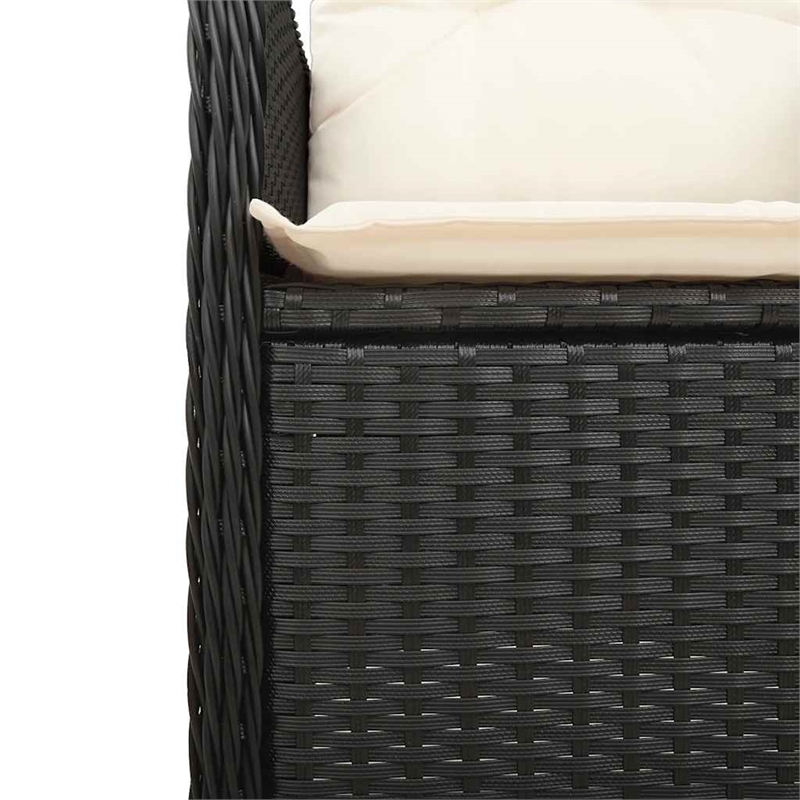 Afuera Living Contemporary 3 Piece Poly Rattan Bistro Set in Black/Cream