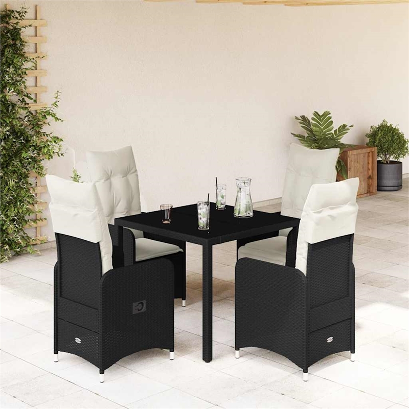 Afuera Living Contemporary 5 Piece Poly Rattan Bistro Set in Black