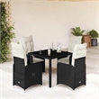 Afuera Living Contemporary 5 Piece Poly Rattan Bistro Set in Black
