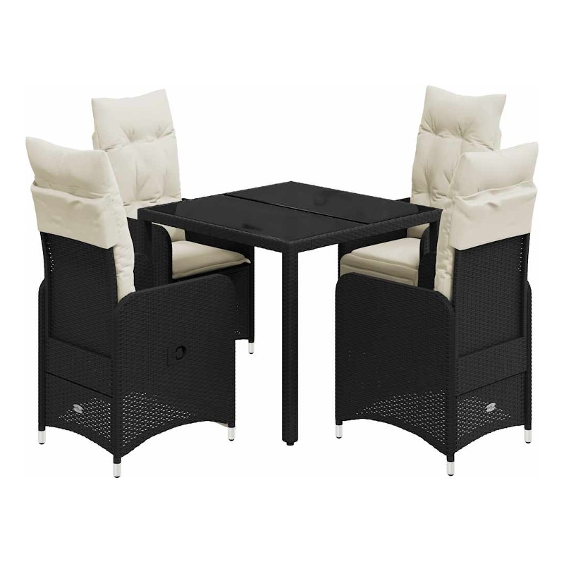 Afuera Living Contemporary 5 Piece Poly Rattan Bistro Set in Black