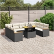 Afuera Living Synthetic Poly Rattan 10 Piece Sofa Set in Black/Cream