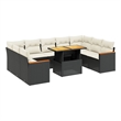 Afuera Living Synthetic Poly Rattan 10 Piece Sofa Set in Black/Cream