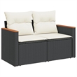 Afuera Living Contemporary 11 Piece Poly Rattan Sofa Set in Black/Cream