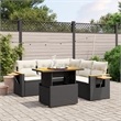 Afuera Living Contemporary 6 Piece Poly Rattan Sofa Set in Black/Cream