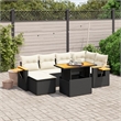 Afuera Living Contemporary 7 Piece Poly Rattan Large Sofa Set in Black