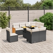 Afuera Living Contemporary 9 Piece Poly Rattan Sofa Set in Black