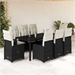 Afuera Living Contemporary 9 Piece Poly Rattan Large Bistro Set in Black