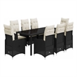 Afuera Living Contemporary 9 Piece Poly Rattan Large Bistro Set in Black