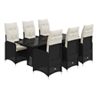 Afuera Living Contemporary 7 Piece Poly Rattan Bistro Set in Black/Cream