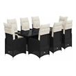 Afuera Living Contemporary Synthetic Poly Rattan 9 Piece Bistro Set in Black