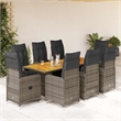 Afuera Living Contemporary 9 Piece Poly Rattan Bistro Set in Gray
