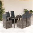 Afuera Living Synthetic Poly Rattan 7 Piece Large Bistro Set in Gray