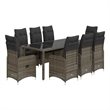 Afuera Living Contemporary 9 Piece Poly Rattan Medium Bistro Set in Gray