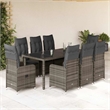 Afuera Living Contemporary 9 Piece Poly Rattan Bistro Set in Gray