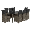 Afuera Living Contemporary 9 Piece Poly Rattan Bistro Set in Gray