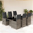 Afuera Living Contemporary 7 Piece Poly Rattan Large Bistro Set in Gray