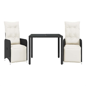 Afuera Living 3 Piece Poly Rattan Medium Bistro Set in Black