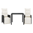 Afuera Living 3 Piece Poly Rattan Medium Bistro Set in Black