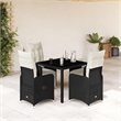 Afuera Living Contemporary 5 Piece Poly Rattan Bistro Set in Black