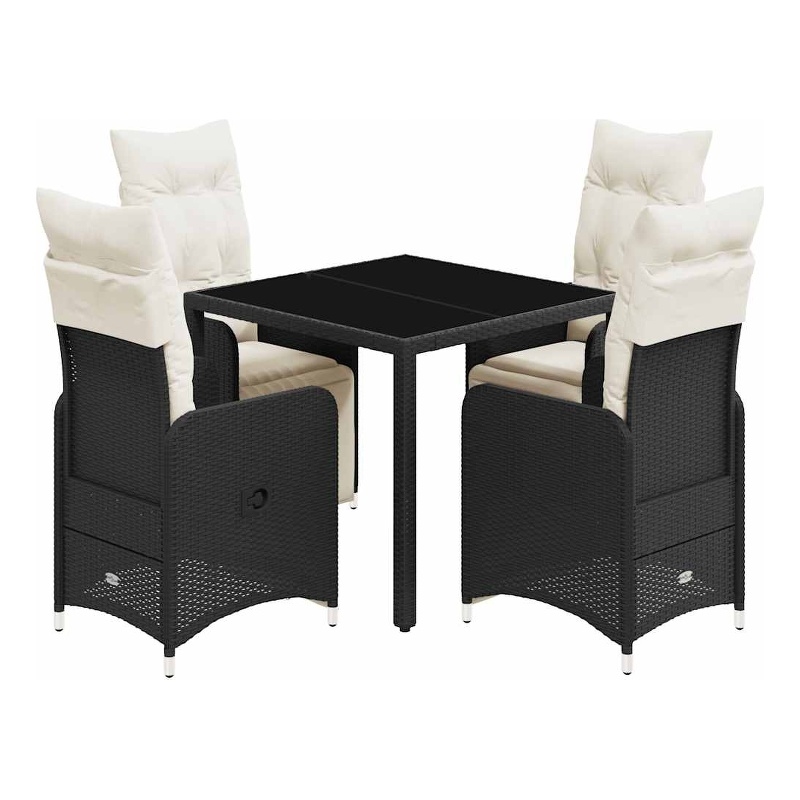 Afuera Living Contemporary 5 Piece Poly Rattan Bistro Set in Black