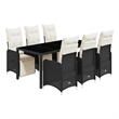 Afuera Living Contemporary 7 Piece Poly Rattan Bistro Set in Black