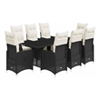Afuera Living Contemporary 9 Piece Poly Rattan Bistro Set in Black