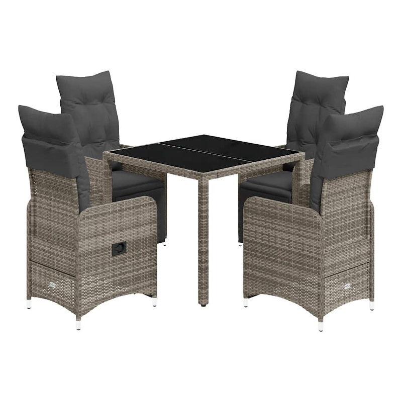 Afuera Living Contemporary 5 Piece Poly Rattan Bistro Set in Gray